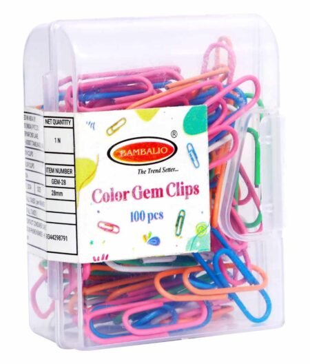 Bambalio GEM-28 Vinyl Coated 28mm Paper Clips (12 Packs of 100 Clips Each) Total 1200 Clips