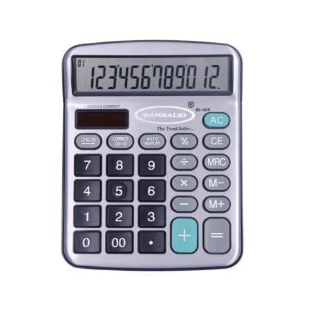 Bambalio Digits BL-400 Big Display & Metallic Panel 3 Years Warranty Electronic Calculator, Silver, Medium Size