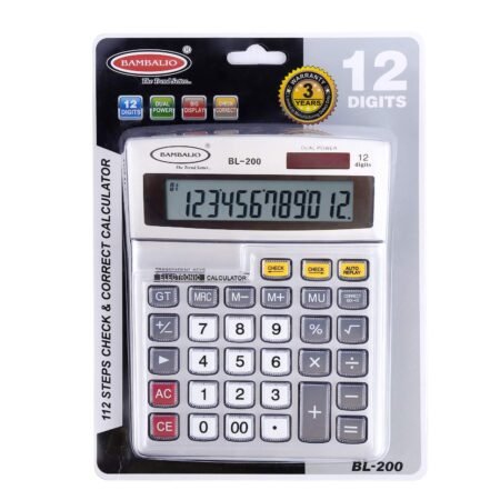 Bambalio 12 Digits BL-200 Big Display Electronic Calculator with 3 Years Warranty