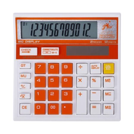 Jito 12 Digits JT-512 WHITE- ORANGE Electronic Calculator with 18 months Warranty