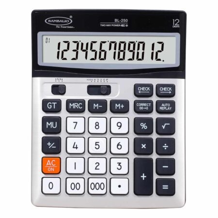 Bambalio 12 Digits BL-250 Large Display with Metallic Panel & 3 Years Warranty Electronic Calculator with 000 Key