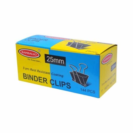 Bambalio Binder Clips 25mm Black Set of 12 Dozen (144 Pieces)