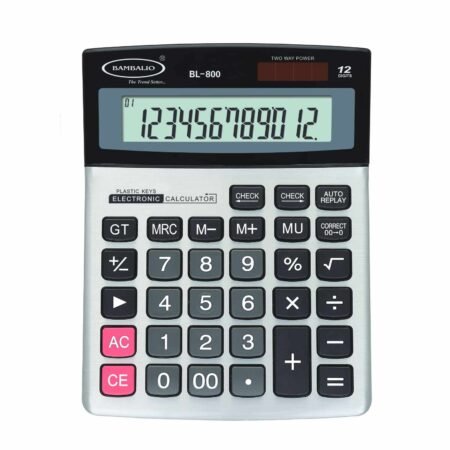 Bambalio 12 Digits BL-800 Big Display & Metallic Panel 3 Years Warranty Electronic Calculator, Silver, Medium Size