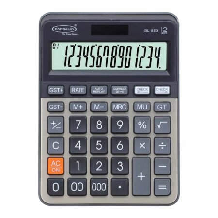 Bambalio 12 Digits BL-850 Large Display with Golden Metallic Panel 3 Years Warranty Electronic Calculator with Tax Keys & 000 Key