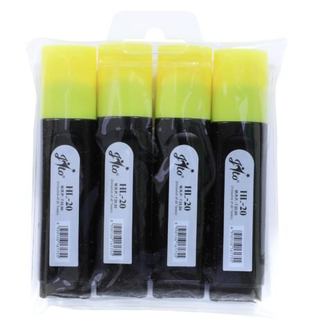 BAMBALIO Bright Fluorescent Yellow Colour Hilighter Chisel Tip Quick Drying & Smudge Proof Non-Toxic Ink School, Home & Office - Pack of 8 Pcs (4 x 2)