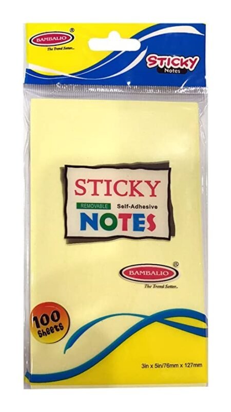 Bambalio SN-05 Sticky Note Pad - 3 x 5 inch, 12 Packs of 100 Sheets Each, Yellow
