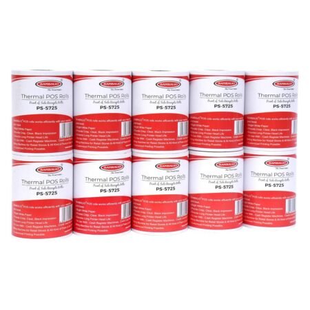 Bambalio 57 mm x 25 mtr (55 GSM) Thermal Paper Roll Compatible with All POS Systems, Cash Registers (Pack of 10 Rolls)