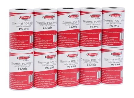 Bambalio 57 mm x 15 mtr (55 GSM) Thermal Paper Roll Compatible with All POS Systems, Cash Registers (Pack of 12 Rolls)